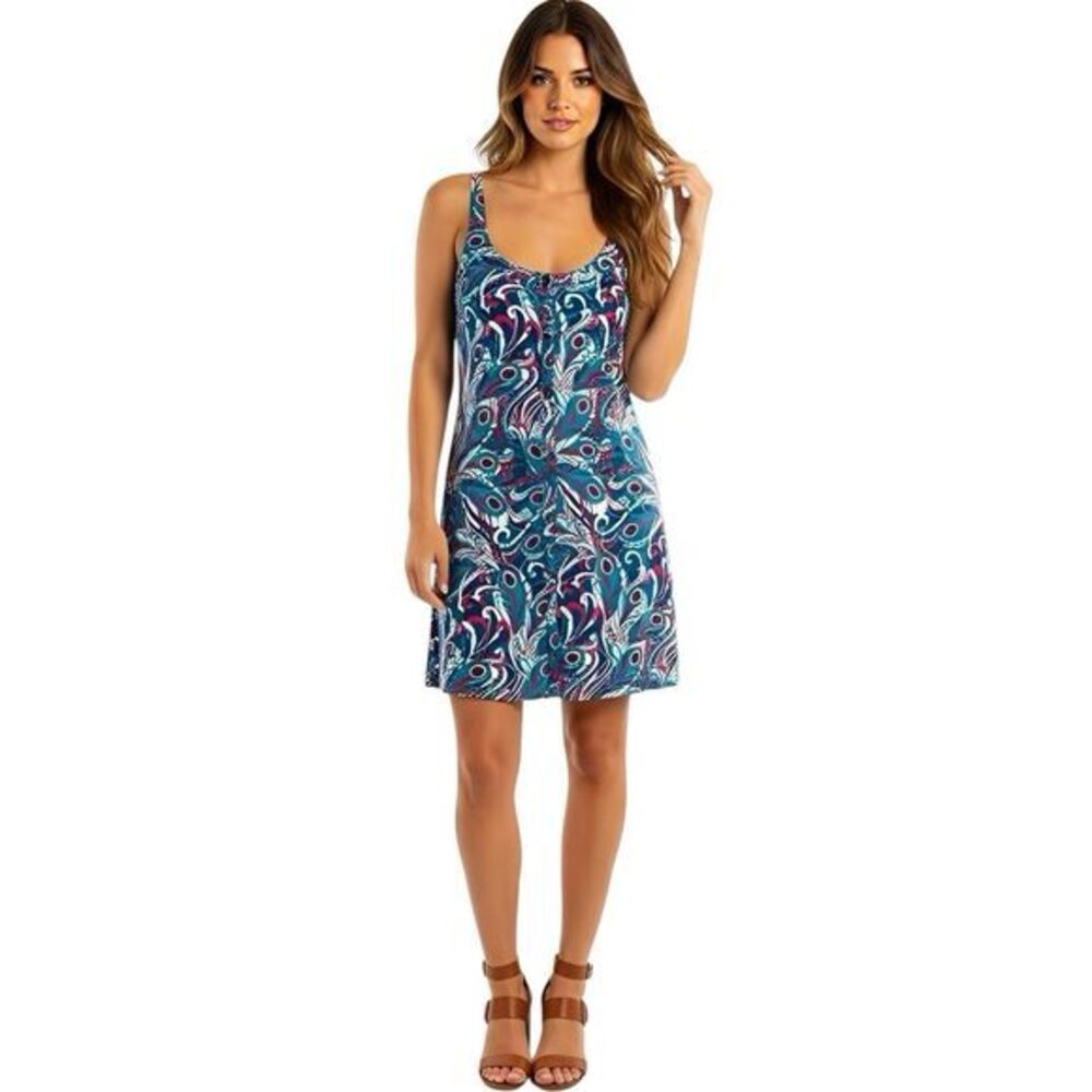 Y2K 90s Guess Womens Dress Mini Size 9 Retro Hipster Artsy Peacock Colorful